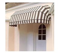 Retractable Patio ning French Curved Design Aluminum & Polyester Canopy for Deck Balcony Outdoor Use - White-Brown 145x80x80CM