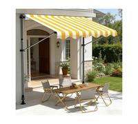 Retractable Patio ning Manual Crank Handle No Drilling Required Perfect for Balconies Porches & Backyards Yellow & White 350CM/137.8in Outdoor e Solut