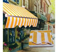 Retractable Patio ning Replacement Fabric - Waterproof UV Protect Canopy for Outdoor Use 19.6x4.9ft Yellow & White Canvas Cover for Yard Garden Deck