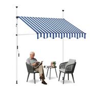 Retractable Patio Nings UV Protection Roll Up Nings for Outdoor Spaces Waterproof Design for Balconies & Gardens Blue & White 2M/6.5FT