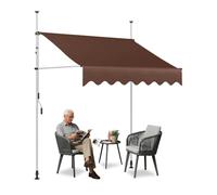 Retractable Patio Nings UV Protective Roll Up Nings for Outdoor Spaces Waterproof Brown Shades for Patios Balconies & Gardens (1.5M/4.9FT)