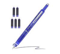 Retractable Pen - 0.38mm Fountain Peen | Manual Retractable Fountain | Transparent Barrel for Journaling Doodling Office School with 5 Blue Ink Cartridges Smooth Writing Extra Fine Nib 1-Pack