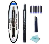 Retractable Pen - Fine Nib Pen | Fountain Pens For Writing With Pens Case, Refillable Ink Writing For Office, Black Ink, Non-Slip Grip, School Stationary, Set Of 6