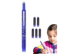 Retractable Pen - Fountain Pen | Manual Retractable Pen - 0.38mm Blue with 5 Replacement Cartridges Transparent Case for Creative Writing School Business Smooth Ink Flow EF