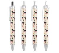 Retractable Pens for Men Women, Cartoon Dogs Skateboard Doxie Dachshund Weiner Dog Pet Dogs Ballpoint Pens 0.5mm Refillable Ink Pens for Office Worker, Teacher, Writers, 4 Pcs
