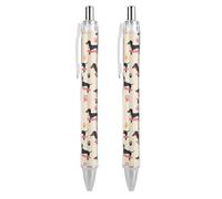 Retractable Pens for Men Women, Cartoon Dogs Skateboard Doxie Dachshund Weiner Dog Pet Dogs Ballpoint Pens 0.5mm Refillable Ink Pens for Office Worker, Teacher, Writers, 2 Pcs