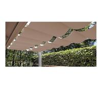 Retractable Pergola Canopy - Waterproof Wave Shade Sail Cloth Kit UV Blocking Outdoor Rectangle Awning for Deck Porch & Yard (Khaki 1.2m)
