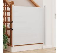 Retractable Pet Gate White 82.5x125cm Textilene Iron Frame Compact Guard Secure