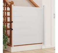 Retractable Pet Gate White 82.5x125cm Textilene Mesh Powder-Coated Compact Frame