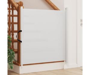 Retractable Pet Gate White 82.5x125cm Textilene Mesh Powder-Coated Compact Frame