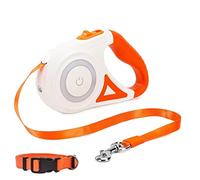 Retractable Pet Leash with Flashlight - Ideal for Dogs and Cats - Automatic, Nylon, and Reflective - Great for Night Walks - Choose from Orange 5m or Large Collar Size