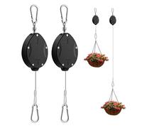 Retractable Plant Hanger Pull Down Adjustable Heavy-Duty Metal Hooks Foldable Plant Pulleys for Hanging Plants Bird Feeders Garden Baskets Watering Hanging Basket Pulley (2PCS)