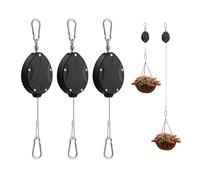 Retractable Plant Hanger Pull Down Adjustable Heavy-Duty Metal Hooks Foldable Plant Pulleys for Hanging Plants Bird Feeders Garden Baskets Watering Hanging Basket Pulley (3PCS)