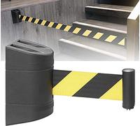 Retractable Plastic Barrier Post, Crowd Control Stanchion with Expandable Tape, Wall-Mounted Safety Barrier for Outdoor Public Areas