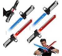 Retractable Plug-In Lightsaber Toy, Double-Bladed LED Sword, Red & Blue Extendable Light Saber, Fingertip Rotation, Motion Sensor, Cosplay & Party Props (2Set)