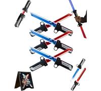 Retractable Plug-In Lightsaber Toy, Double-Bladed LED Sword, Red & Blue Extendable Light Saber, Fingertip Rotation, Motion Sensor, Cosplay & Party Props (3Set)