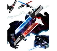 Retractable Plug-In Lightsaber Toy,Dual-Color LED Light Saber,2-in-1 Reversible Fingertip Spin Hilt Sword,Connectable Double-Blade Glory,Metallic Swung Play Cosplay Prop,Party Cool Lighting (2sets)