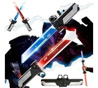 Retractable Plug-In Lightsaber Toy, Dual-Color LED Light Saber, Connectable Double-Blade Glory, 2-in-1 Reversible Fingertip Spin Hilt Sword, Metallic Swung Play Cosplay Prop, Cool Gadgets (2pcs)