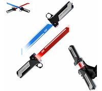 Retractable Plug-in Lightsaber Toy, Fingertip Rotation Ultimate Double-Bladed Glory with Motion Sensor, Red Blue Dual-Blade LED Light Sabers Sword for Cosplay, Party and Role Play (2)
