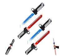 Retractable Plug-In Lightsaber Toy, Red & Blue LED Ultimate Fingertip Rotation Double-Bladed Glory, 2-In-1 Light Sabers Instant Activation When Swung Blade Connect Two For Cosplay Party (2PCS)