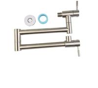 Retractable Pot Filler Faucet Brass Wall Mount Kitchen Sink Tap Double Joint Swing Arm for Easy for Access - High Pressure Resistant