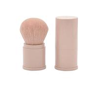 Retractable Powder Brushes Foundation Face Blender Brush Professional Mineral Blending Buffing Kabuki Makeup Application Portable With Cover - Leather Pink