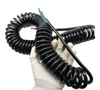 Retractable power extension cord, Coiled cable 3 Core Black Stretchable Spiral Wire 4mm Square Extend Tensile Cable Telescopic Power Spring Cord Retractable Coil(Stretch 2 meter)