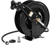 Retractable Pressure Washer Hose Reel, Auto-Retractable, Heavy Duty, Dual Arm, Steel Construction, 4000 PSI, 50 ft Length