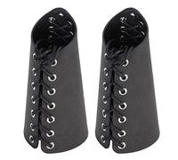 Retractable Punk Bracer Armbands for Motorcyclists and Fighters, Designed in Classic Style, 2 Set with Adjustable Drawstring, Made of PU