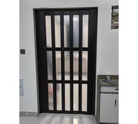 Retractable PVC Folding Door with Frosted Acrylic Glass, Space-Saving Sliding Gate Screen for Doorway and Closet