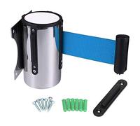 Retractable Queue Barrier Belt, Wall Mounted Barrier Queue Rope Barrier Safety Barrier Belt, Stainless Steel Security Barrier for Crowd Control,Blue,2M