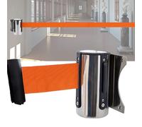 Retractable Queue Barrier Belt with Slow-Retract Nylon Rope, Crowd Control Floor Wall Divider, Safety Line Management for Events & Public Spaces, 300CM/9.8FT