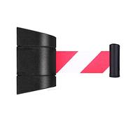 Retractable Queue Belt Barrier, 5M (16.4FT) Wall Mounted Crowd Control Tape, Yellow/Black/Red/White, Ideal for Outdoor Parking Lots and Events