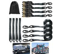 Retractable Ratchet Tie Down Straps, 4.8M Functional Heavy Duty Tie Down Straps with Metal Hooks, Coated Deep S Hooks Securing Straps, 800KG Guaranteed Max Break Strength