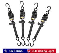 Master Lock 3238EURDAT Retractable Ratchet Tie Down Strap with S-Hooks, Black, 3m x 25mm Strap, Pack of 2