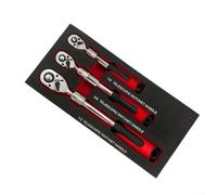 Retractable ratchet wrench with adjustable telescopic handle 250mm to 440mm, 72-tooth bidirectional ratchet, quick release socket adapter support for multiple drive sizes (3PCS)