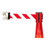 Retractable Red Barrier Tape with Cone Top for Traffic & Crowd Control - 5m/16.4ft Safety Solution for Queue Management at Events & Public Spaces