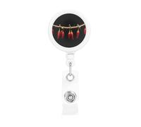 Retractable Red Chili Peppers Badge Holderï¼Œ Name Decoration Badge Clip, Id Card Clip, Suit for Student Office Staff to Use.