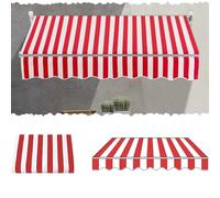 Retractable Red White Stripe Sun Shade Cover 10ft 12ft 16ft 20ft Waterproof Patio Canopy Replacement Fabric Multi-Purpose Canvas Awning (20x13ft/6x4m)