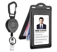 Retractable Reel Badge Holder with Double Side Clear Window Easily Holds 1 to 6 Cards, Trifold Heavy Duty ID Card Holder, for Nurse Teacher School Medical Law Enforcement