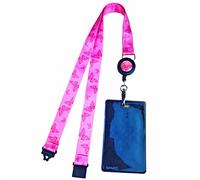 Retractable Reel Lanyard Neck Strap with Unique Waterproof Zip Lock Card Holder for Badge, Pass, ID Card (Pink Butterflies)