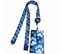 Retractable Reel Lanyard Neck Strap with Unique Waterproof Zip Lock Card Holder for Badge, Pass, ID Card (Animal Paws)