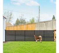 Retractable Reinforced 42" Tall Dog Gate, 155" Extra Long Baby Gate with Support Rods - Prevent Crawling Under, Indoor/Outdoor Fence/Black