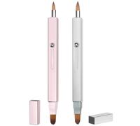 Retractable Retractable Dual-ended Lipstick Brush Double-ended Lip Makeup Brush Lip Gloss, Eyeshadow-2PCS (Silver + Pink)