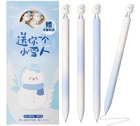 Retractable Rollerball Pen Black Gel Ink Pens 0.5mm Twist-Action Gradient Colors 3D Snowman Decoration with DIY Sticker Quick-Drying Smooth Writing - Pack of 4