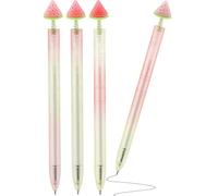 Retractable Rollerball Pen Twist Black Gel Ink Pens 0.5mm 3D Watermelon Decoration Changes Colors Under UV Light Quick-Drying Smooth Writing - Pack of 4