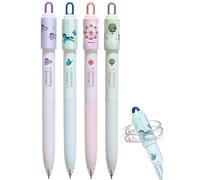 Retractable Rollerball Pens Black Ink 0.5mm Fidget Pen for Writing Stress Relief Ballpoint Pen with Spinner Pack of 4