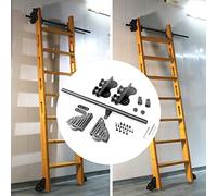 Retractable Rolling Ladder for Library 3.3-20 Feet Round Tube Design Adjustable Height Floor-Mounted Heavy-Duty Perfect for Home and Warehouse Use