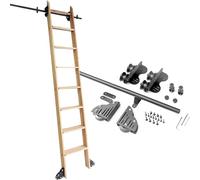 Retractable Rolling Ladder Hardware Kit - 10ft Sliding Barn Door Track Rail For Home Library - Mobile Ladder System Easy Install, Silver, 3.3ft/100cm Track Kit