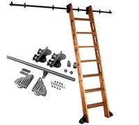 Retractable Rolling Ladder Hardware Library Sliding Ladder Hardware Kit 3.3ft-20ft Round Tube Mobile Ladder Rails(No Ladder),with Floor Roller Wheels (Size : 13ft/400cm Track kit)